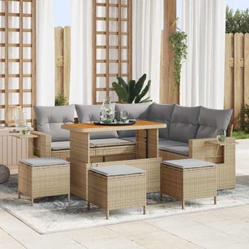 vidaXL Tuinbank Set 10 st 7-Aantal zitplaatsen Beige en, Verzenden