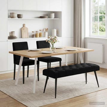 vidaXL Bank met knopen tufting Zwart 110 x 40 x 46 cm, Verzenden