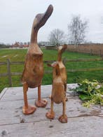 Beeld, set of 3 handmade wooden ducks - 45 cm - Hout