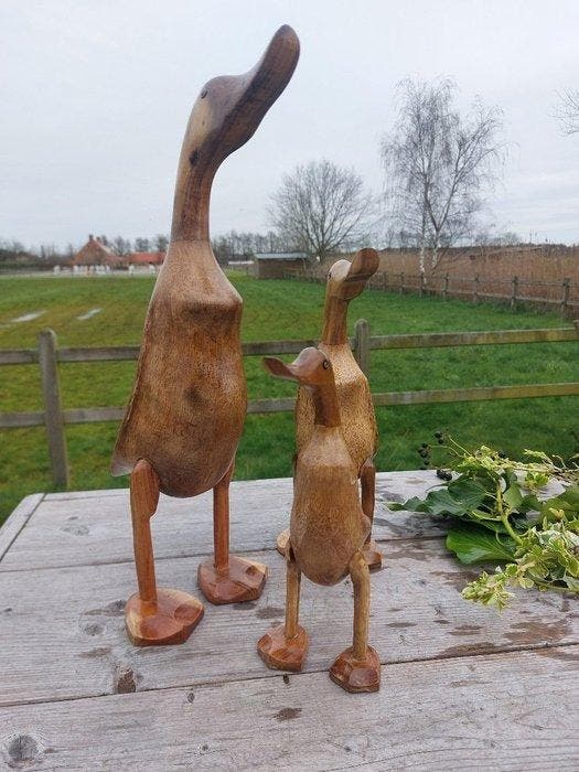 Beeld, set of 3 handmade wooden ducks - 45 cm - Hout, Antiek en Kunst, Kunst | Designobjecten