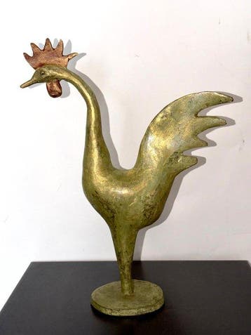Abdoulaye Derme - Sculpture, Coq - 28 cm - Bronze, Antiquités & Art, Curiosités & Brocante