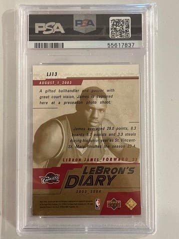 2003/04 Upper Deck NBA LeBron James #LJ13 Carte Rookie - PSA, Verzamelen, Nieuw