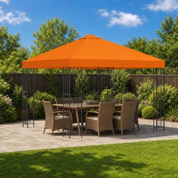 vidaXL Prieel 3 x 3 m Oranje Polyester en Staal 190 gsm, Verzenden, Nieuw