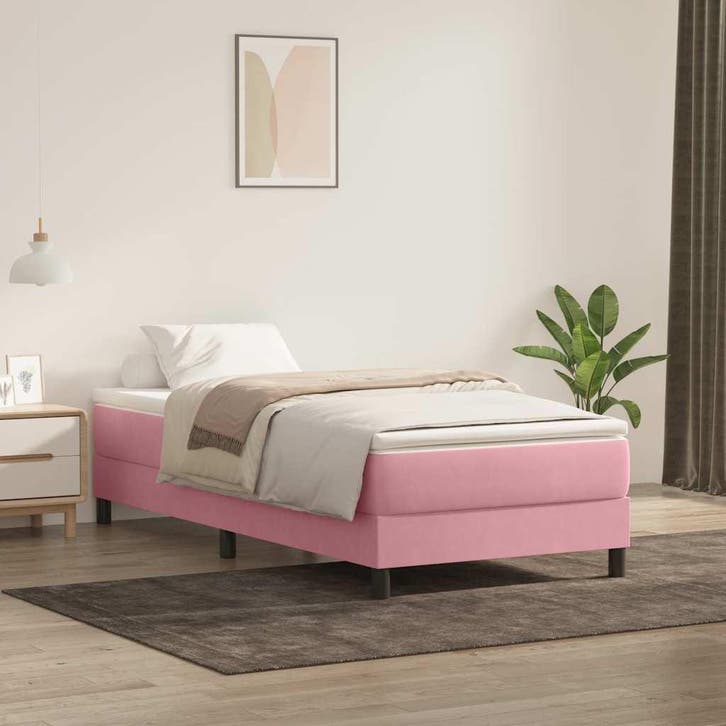 vidaXL Boxspring zonder matras fluweel roze 90x220 cm, Maison & Meubles, Chambre à coucher | Lits, Envoi