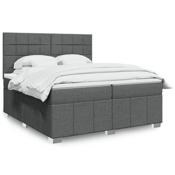 vidaXL Boxspring met matras stof donkergrijs 200x200 cm, Verzenden, Nieuw