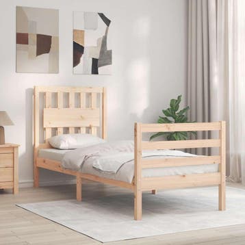 vidaXL Bedframe met hoofdbord massief hout, Verzenden, Nieuw