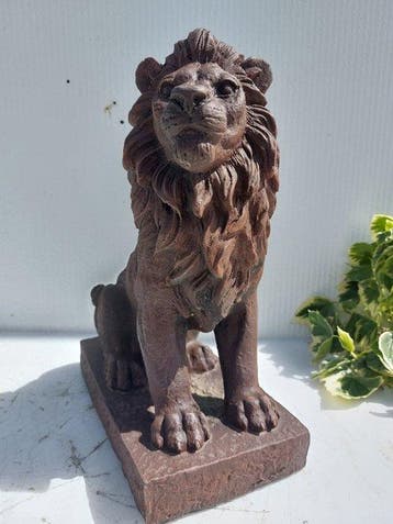 Beeld, tuinbeeld leeuw - 35 cm - cast stone