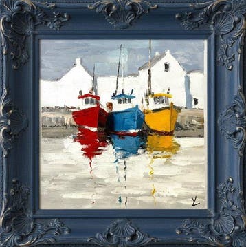 Yann Le Cléach - Port Huile sur toile XL No RP, Antiek en Kunst
