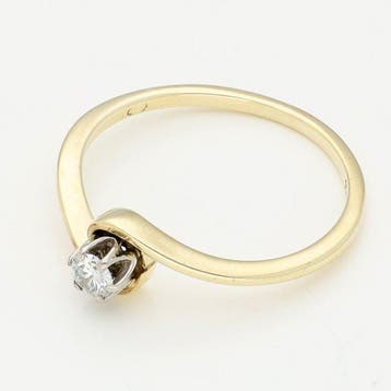 Bague - 14 carats Or jaune, Or blanc Diamant (Naturelle)