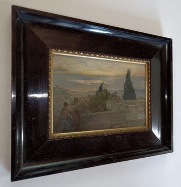 Scuola europea del Grand Tour (XIX) - Roma dalla balconata, Antiek en Kunst