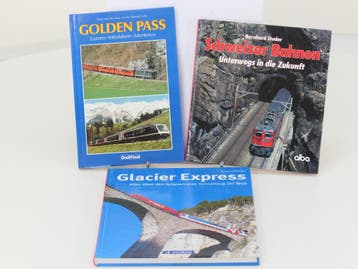 Set van 3 spoorwegenboeken Golden Pass, Schweizer Bahnen..., Ophalen of Verzenden