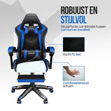 Avalo Gaming Stoel - Zwart/Blauw, Verzenden, Nieuw