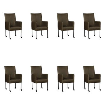 Set van 8 Leren eetkamerstoelen Spark - Rancho Green, Ophalen of Verzenden