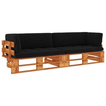 vidaXL Tweezitsbank pallet met kussens honingbruin, Verzenden