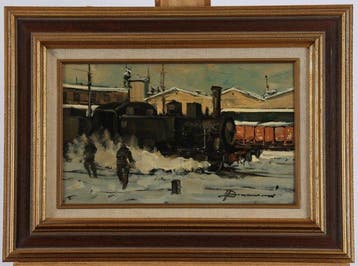 Arturo BONAN (1920-2010) - Winter at the Railway Depot
