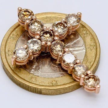 Pendentif en forme de croix - 14 carats Or rose - 2.18ct.