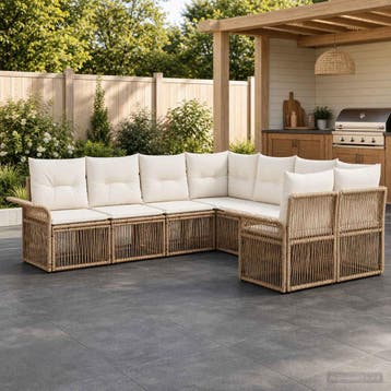 vidaXL Tuinbank Set 8 st 8-Aantal zitplaatsen Beige en Crème, Verzenden, Nieuw