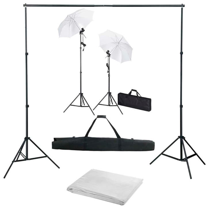 vidaXL Fotostudioset met achtergrond, lampen en paraplus, Audio, Tv en Foto, Fotografie | Fotostudio en Toebehoren, Nieuw, Verzenden