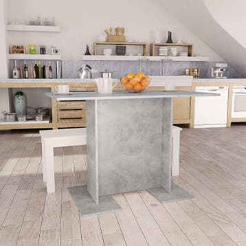 vidaXL Eettafel 110x60x75 cm bewerkt hout betongrijs, Verzenden, Nieuw
