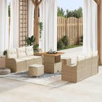 vidaXL Tuinbank Set met kussen met opslag 9 pcs Beige en, Verzenden, Nieuw