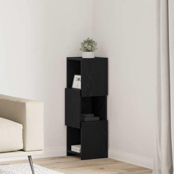 vidaXL Hoekkast 25,5x25x80cm Bewerkt hout Zwart Eiken, Verzenden