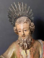 Beeld, Evangeliste - 36 cm - Polychroom hout, Antiek en Kunst