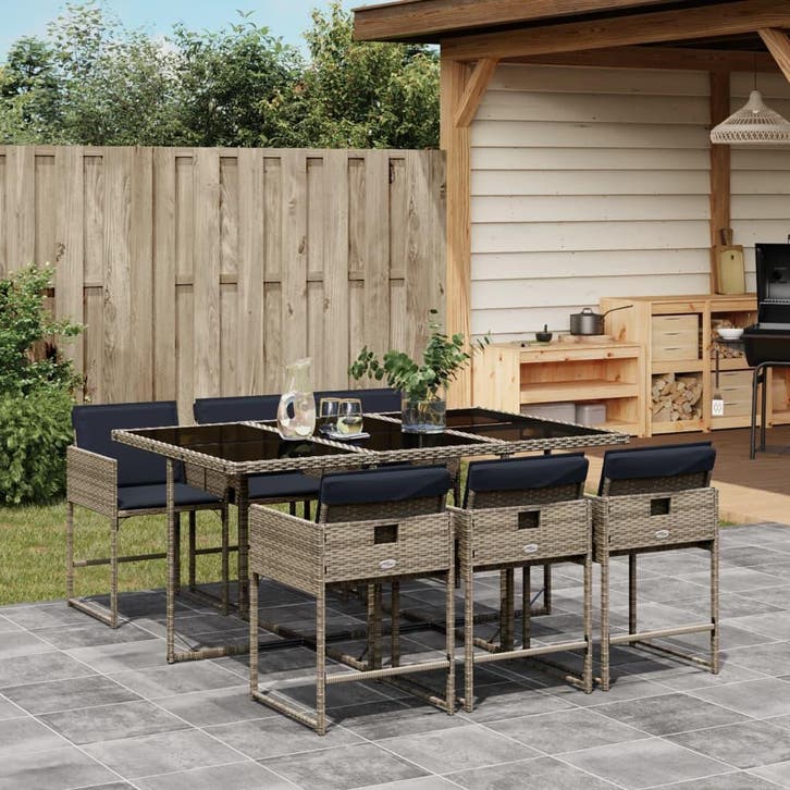vidaXL 7-delige tuinset met kussens, grijs polyrotan, Jardin & Terrasse, Ensembles de jardin, Envoi