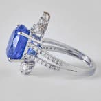 Cocktailring - 14 karaat Witgoud - 7.65ct. tw. Tanzaniet -