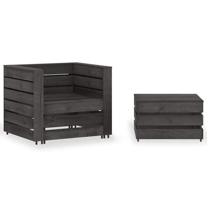 vidaXL 2-delige Loungeset pallet geïmpregneerd grenenhout, Jardin & Terrasse, Ensembles de jardin, Envoi