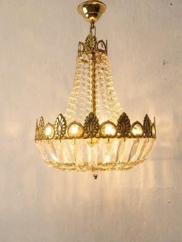 Plafondlamp - Hollywood Regency kristallen kroonluchter –