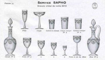 St. Louis - Verre à vin - Cristal - Modele Sapho gravé, Antiek en Kunst