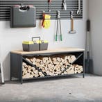 vidaXL Brandhoutrek met houten blad 100,5x35,5x40 cm, Verzenden