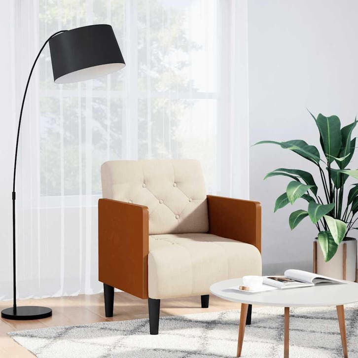 vidaXL Fauteuil met armleuningen 55 cm Linnen, Maison & Meubles, Fauteuils, Envoi