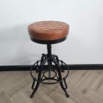 Kruk - in hoogte verstelbaar - Leder, IJzer - draaikruk, Antiek en Kunst