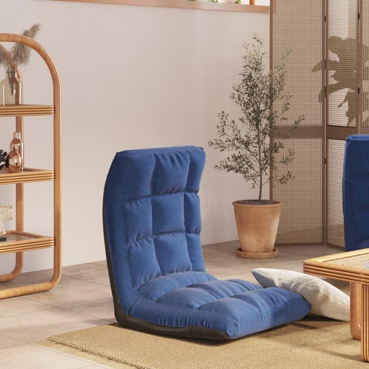 vidaXL Vloerstoel inklapbaar stof blauw, Maison & Meubles, Chaises, Envoi