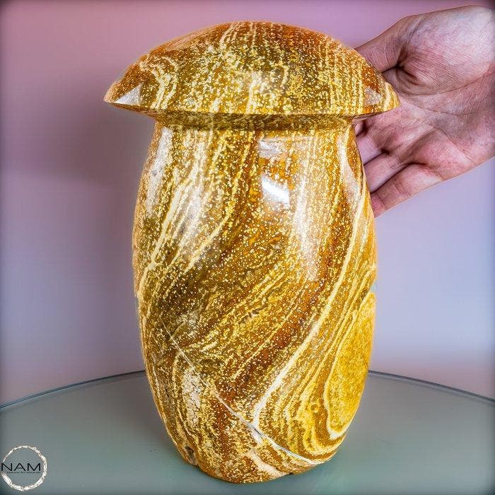 Jaspis agaat paddenstoel – Een kunstzinnig natuuruniek, Verzamelen, Mineralen en Fossielen