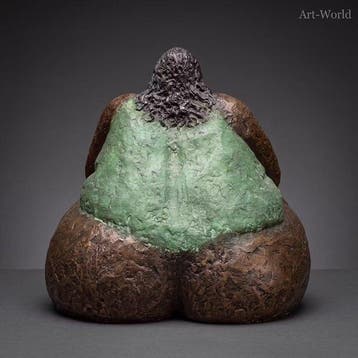 Beeld, Exclusief bronzen sculptuur van een zittende vrouw -, Antiek en Kunst