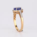 Ring - 18 karaat Geel goud - 1.39ct. tw. Tanzaniet - Diamant