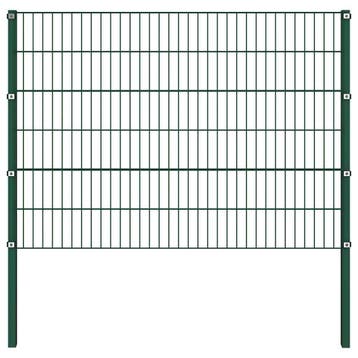 vidaXL Schuttingpaneel met palen ijzer 176,5x120 cm groen, Verzenden, Nieuw