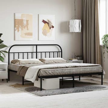 vidaXL Bedframe met hoofdbord metaal zwart 180x200 cm, Huis en Inrichting, Slaapkamer | Bedden, Verzenden, Nieuw