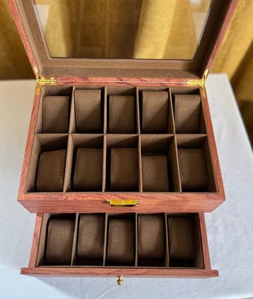 Boite a montres - 2 Niveaux - Sieradendoos - Hout, Antiek en Kunst