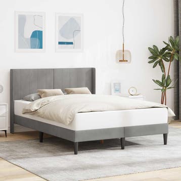 vidaXL Bedframe met hoofdeinde Lichtgrijs 140 x 190 cm, Verzenden