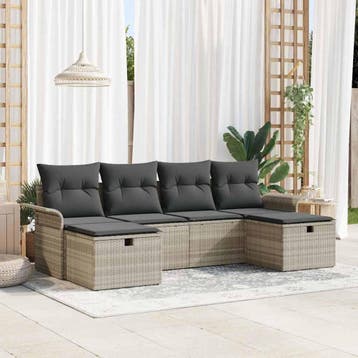 vidaXL Tuinbank Set 6 st Poly rattan, Verzenden