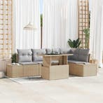 vidaXL Tuinbank Set met kussen 6 pcs Beige Poly rattan, Verzenden, Nieuw