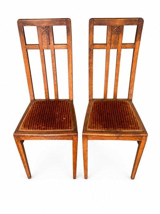 Stoel (2) - Hout, Textiel - Engelse stoelen, Antiquités & Art, Curiosités & Brocante