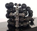 Lavasteen - Halsketting – heraldiek – Kruis - Memento Mori -