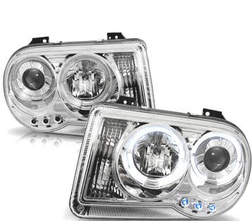 PHARES POUR CHRYSLER 300C 05-10 ANGEL EYES LED CHROMÉ, Verzenden