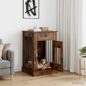 vidaXL Hond kennel meubel Gerookt eiken 50 x 47,5 x 80 cm, Verzenden