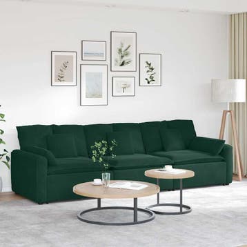 vidaXL Modulaire bank met kussens donkergroen, Maison & Meubles, Canapés | Repose-pieds & Poufs, Verzenden