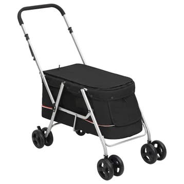 vidaXL Hondenwagen inklapbaar 100x49x96 cm linnenstof zwart, Verzenden